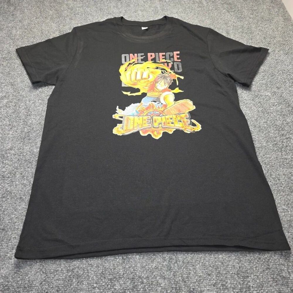 One Piece Luffy Men’s Size Large Black Anime Graphic T-Shirt Short Sleeve